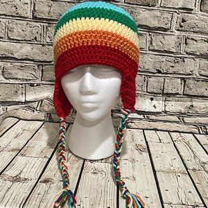 NWOT: HANDMADE Crochet Child's Hat with Ear Flaps